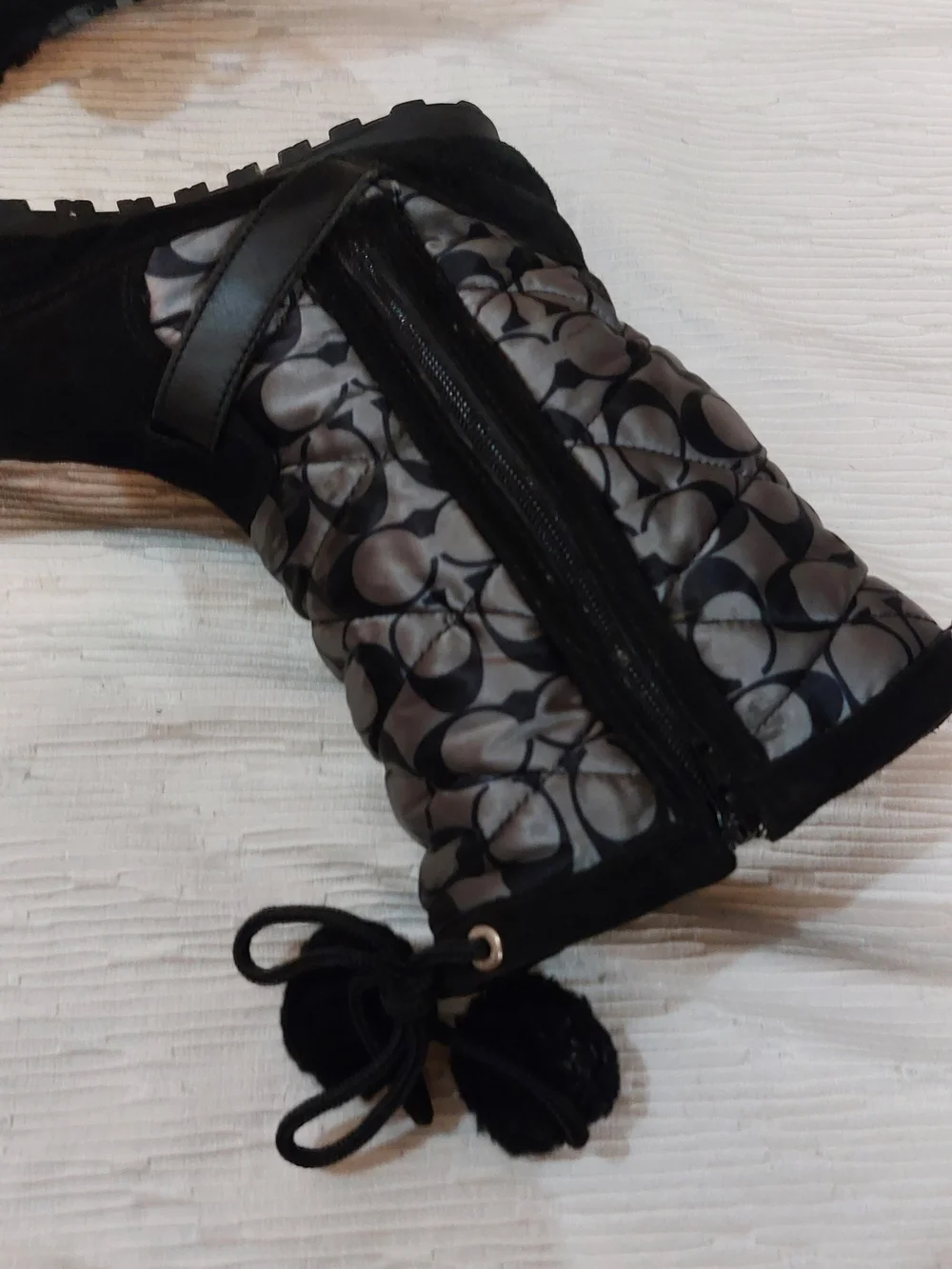 Coach Black Signature Pom-Pom Winter Boots Size 8.5